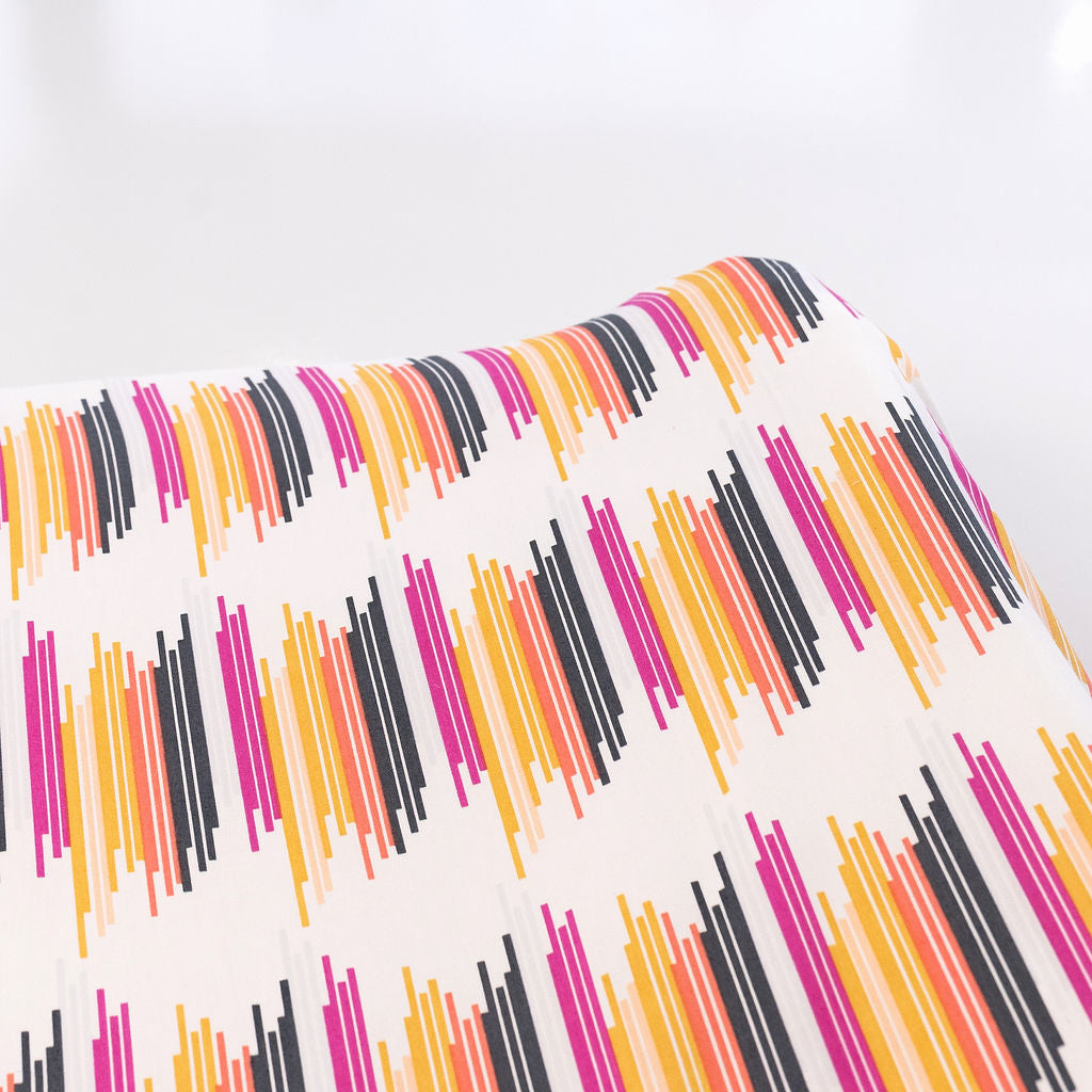 City Heartbeeps - Changing Pad Cover - Multi-colored Lines on Ivory - Olli+Lime